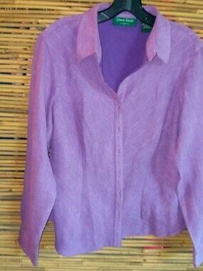 Lemon Grass L Lavender Faux Suede Long Sleeved Top